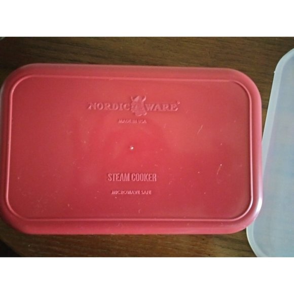 Nordic Ware Steam Cooker Microwave Safe Red & White - Picture 2 of 5